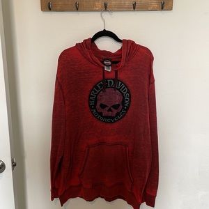 Harley Davidson motorcycle hoodie, men’s XL thin heathered material.